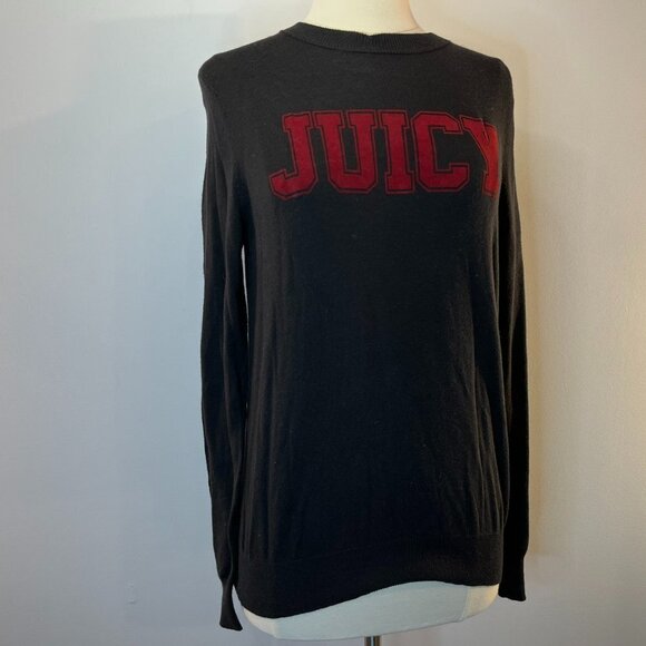 JUICY COUTURE Women's Black Flocked Logo Sweater - NWT $98 - Picture 2 of 5